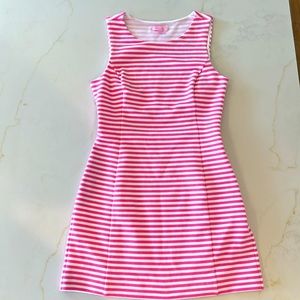 Lilly Pulitzer Shorely Pink and White striped shift dress size Medium.